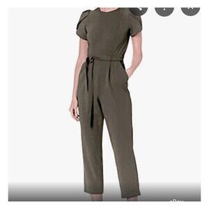 CALVIN KLEIN SIZE 14 TULIP‎ SLEEVE JUMPSUIT JUMPER 1pc GREEN CASUAL PROFESSIONAL